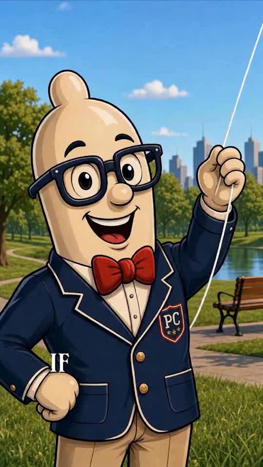 Professor Condom outdoors in Cut the String artwork